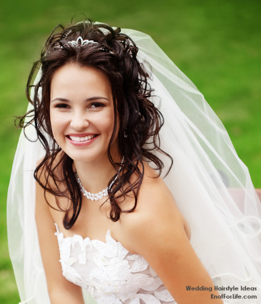 Wavy Wedding Hairstyle with a Veil and Tiara - Knot For Life