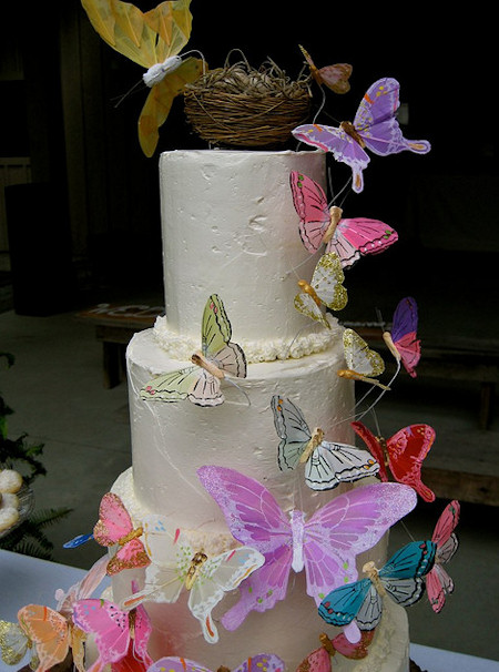 3 Tier Butterfly Themed Wedding Cake