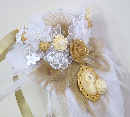 Lace, Feather, Cameo Choker - Victorian Inspired Bridal Jewelry
