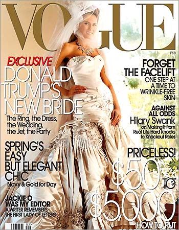 Melania Knauss' Dior Wedding Dress on the cover of Vogue