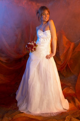 A-Line Dress with Silk Over-Skirt on Tulle