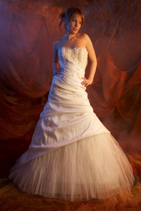 A-Line Taffeta and Tulle Wedding Dress