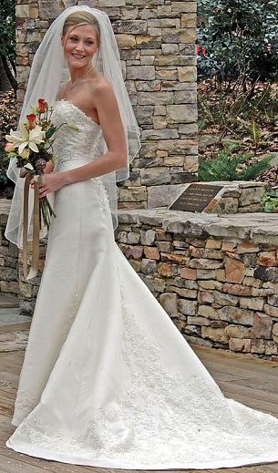Beaded A-Line Wedding Dress with Chapel Train