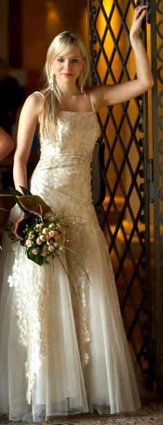 Gold Lace and Tulle Wedding Dress