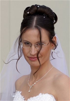 Mid-part updo with bangs - Wedding Hairstyle