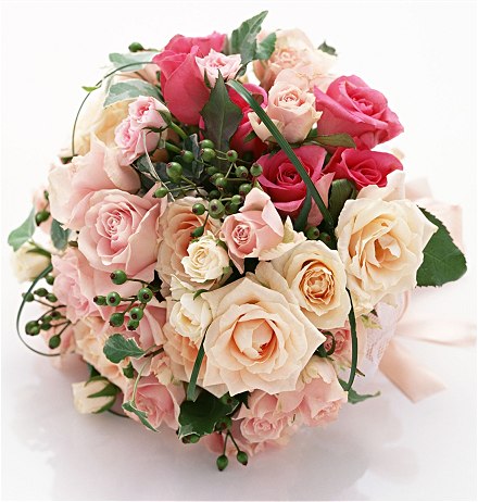 Shades of Pink Roses Bride's Bouquet 