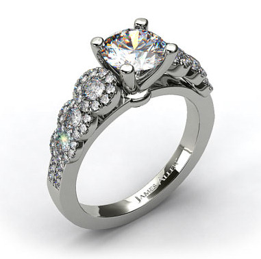 Vintage Style Pave Sunburst Diamond Engagement Ring