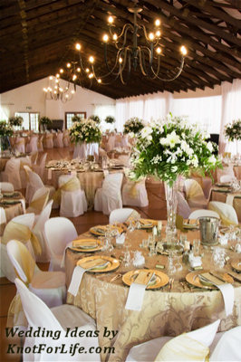 White & Gold Wedding Color Scheme/Table Decoration