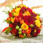 Fall Roses and Mums Wedding Bouquet