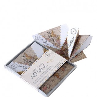 Vintage Map Printed Paper Airplane Message Cards - Wedding Guestbook Alternatives